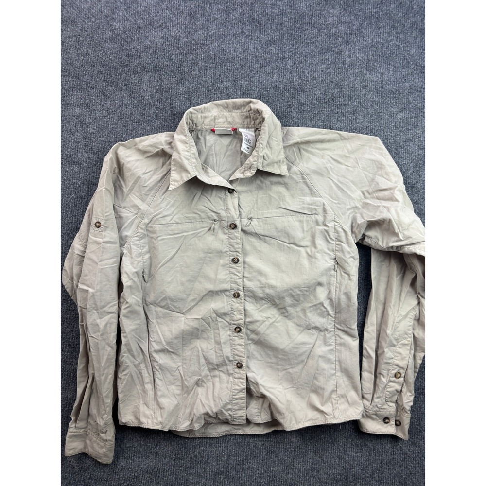 The North Face Hiking Shirt Womens‎ Medium Tan Long Sleeve Button Down